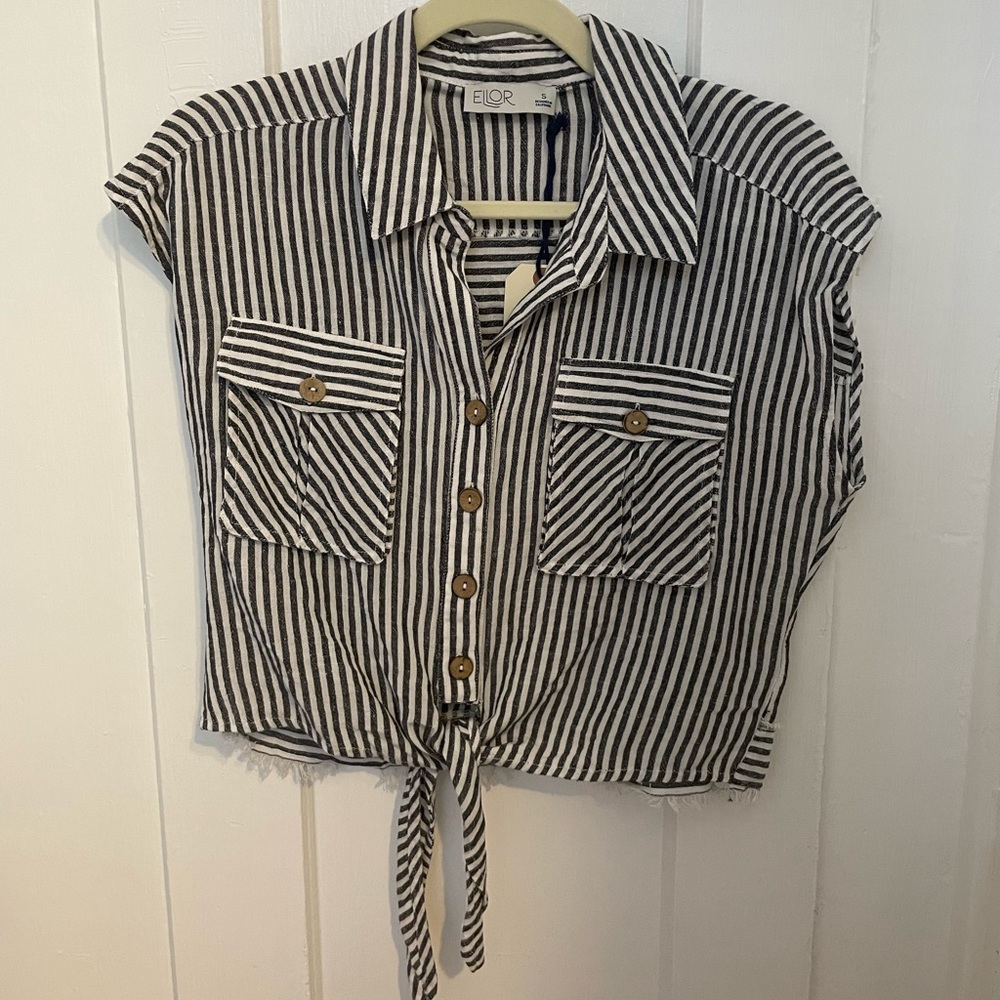 Ellor Tie Front Shirt with Stripes
